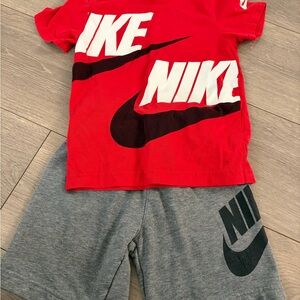 Nike Red Tee and Gray Shorts Set